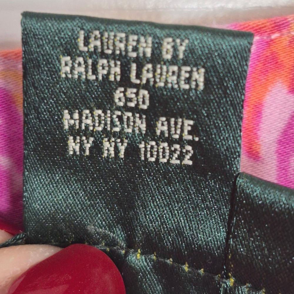 Vintage Y2K Lauren Ralph Lauren pink orange paisley floral straight leg pants 4 - Picture 6 of 11